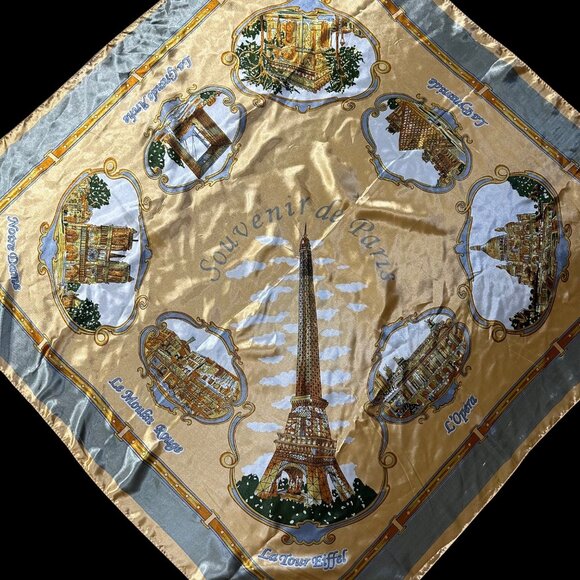 J. Mico Sancho Accessories - Paris France Souvenir Scarf J Mico Sancho Landmarks Polyester Peach Gray